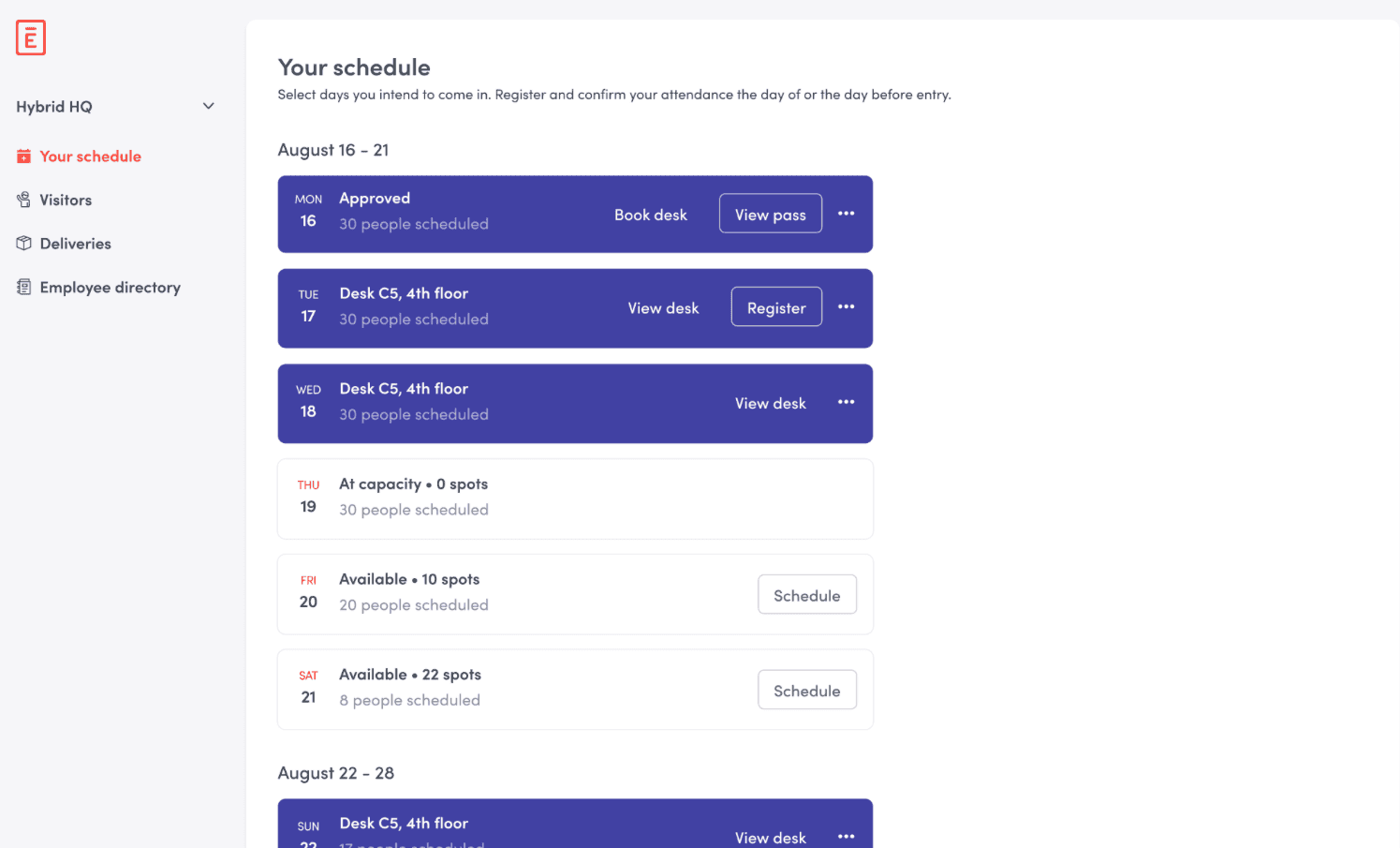Envoy Desk Booking screenshot