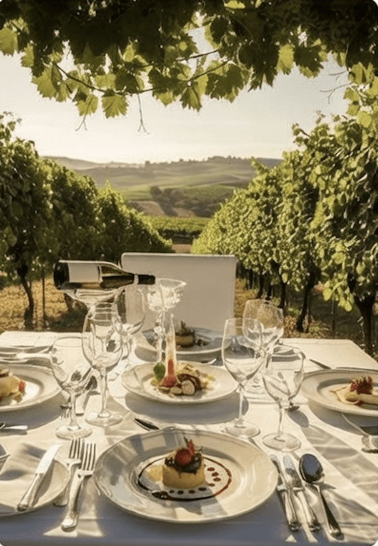 A picture of a gastronomic diner at the domaine