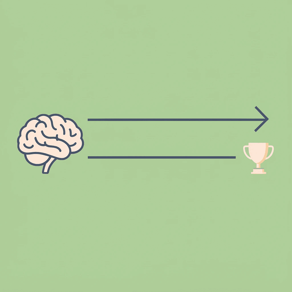  One path showing passive flashcard flipping leading to false mastery, another path showing active recall leading to exam success