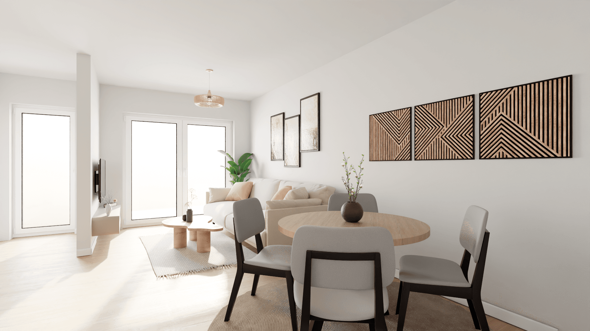 Heller Wohnbereich mit offener Raumgestaltung in einer Eigentumswohnung der Petrastraße 10, Bad Salzuflen