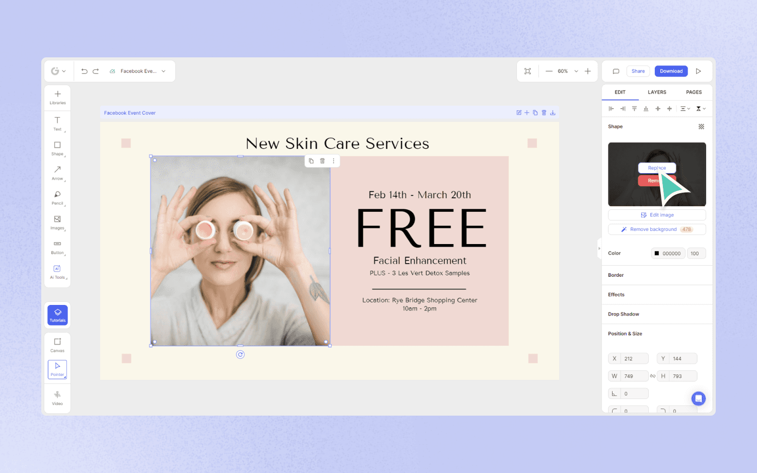 how to replace the image in glorify app