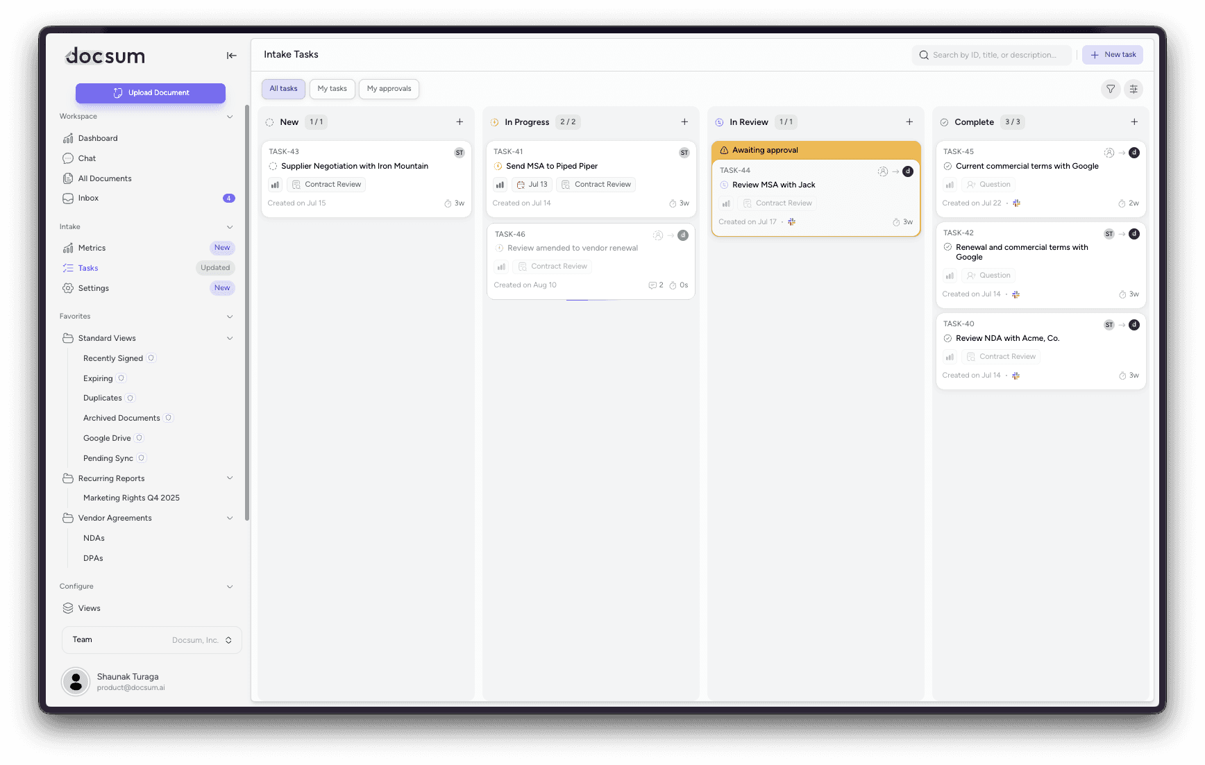 Docsum AI Intake Dashboard