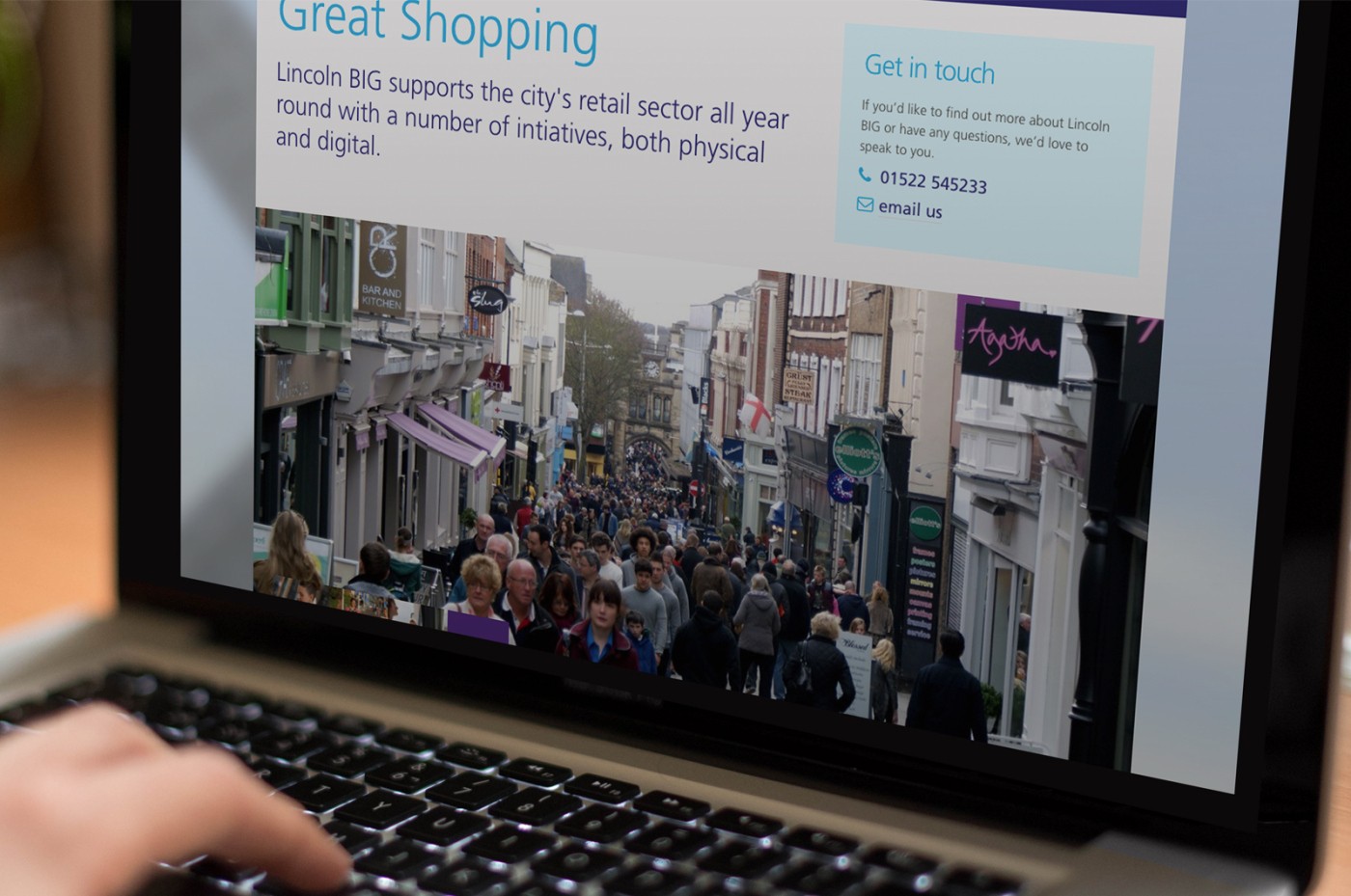 Shopping page of the Lincoln BIG website on a laptop screen