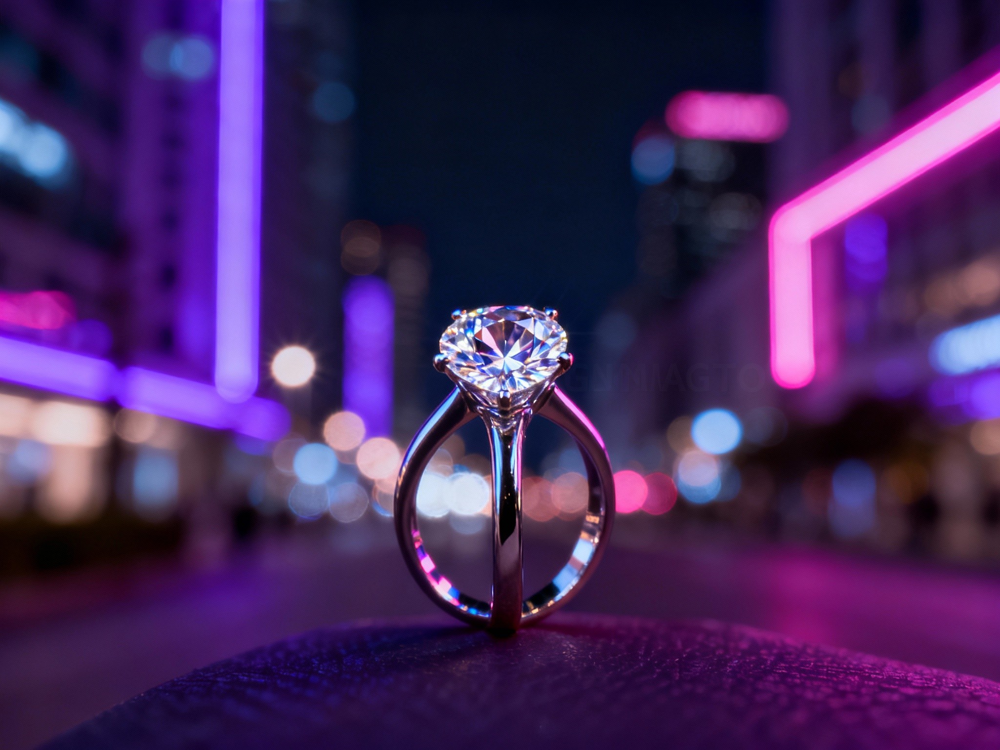 A high-contrast editorial photography shot in format featuring a radiant cut diamond mounted on a