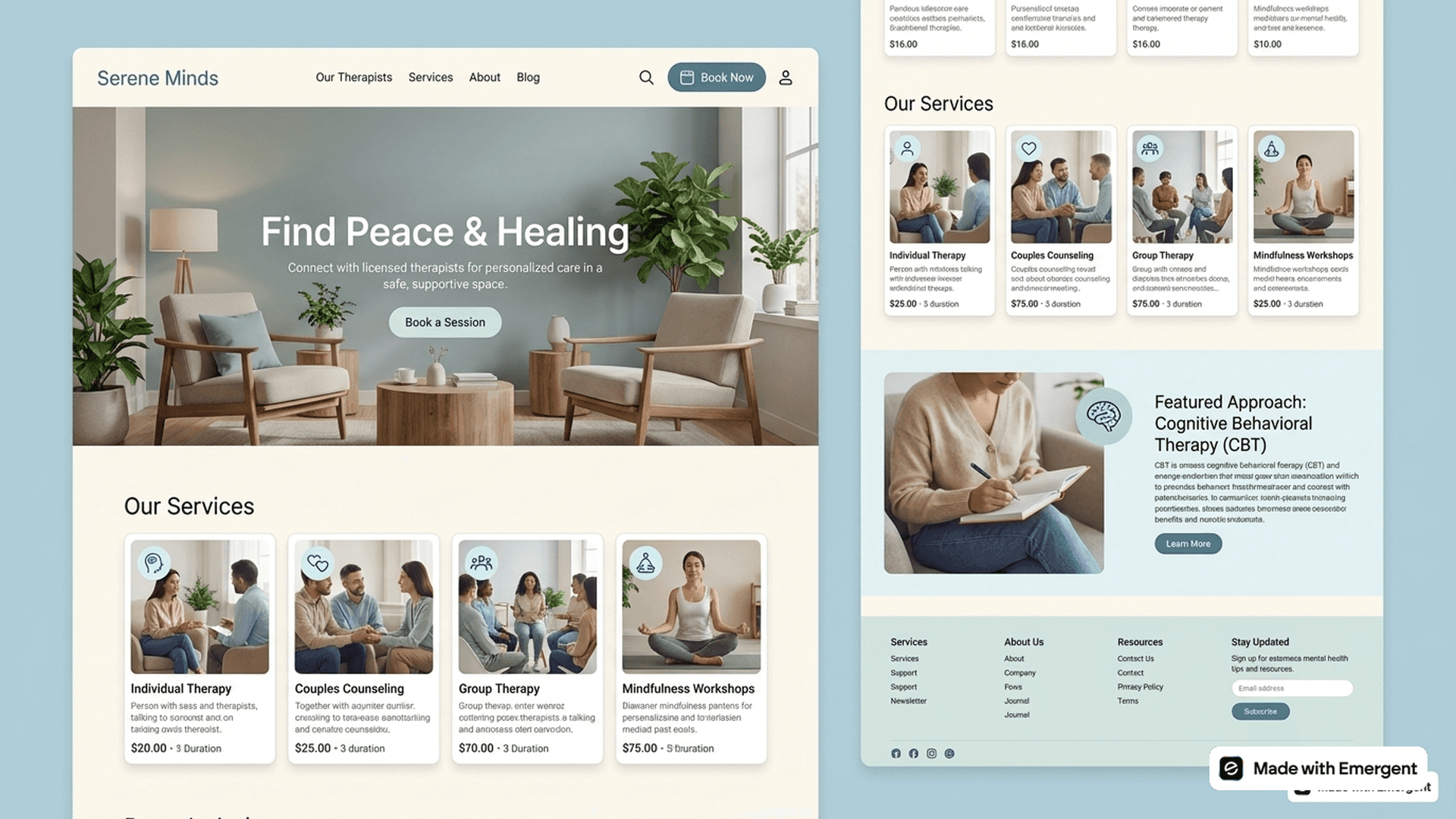 therapy website made with emergent