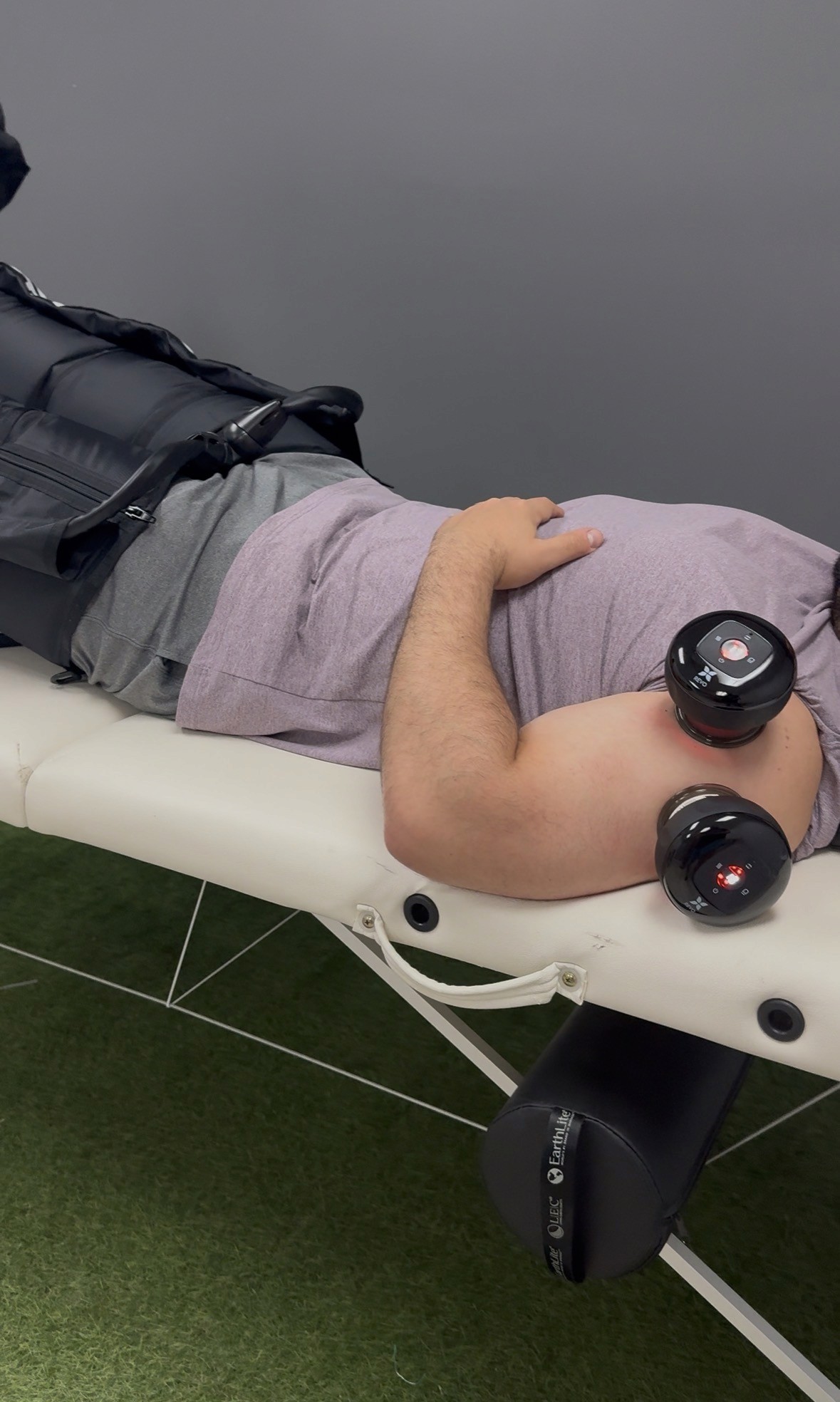 Cupping performed on man during a recovery session