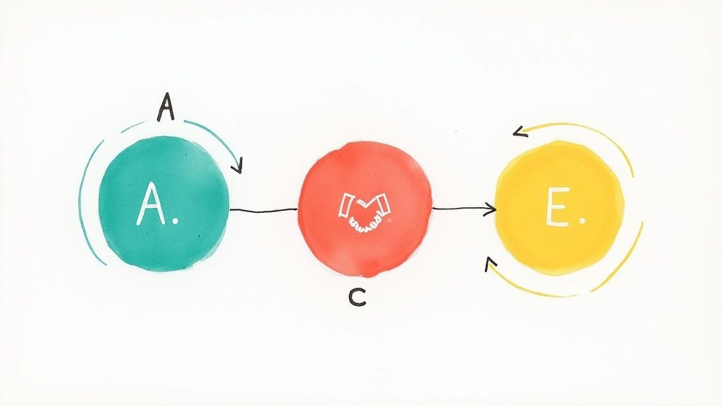 An infographic displaying the letters A.C.E. with icons for Acknowledge, Connect, and Encourage, representing a simple framework.