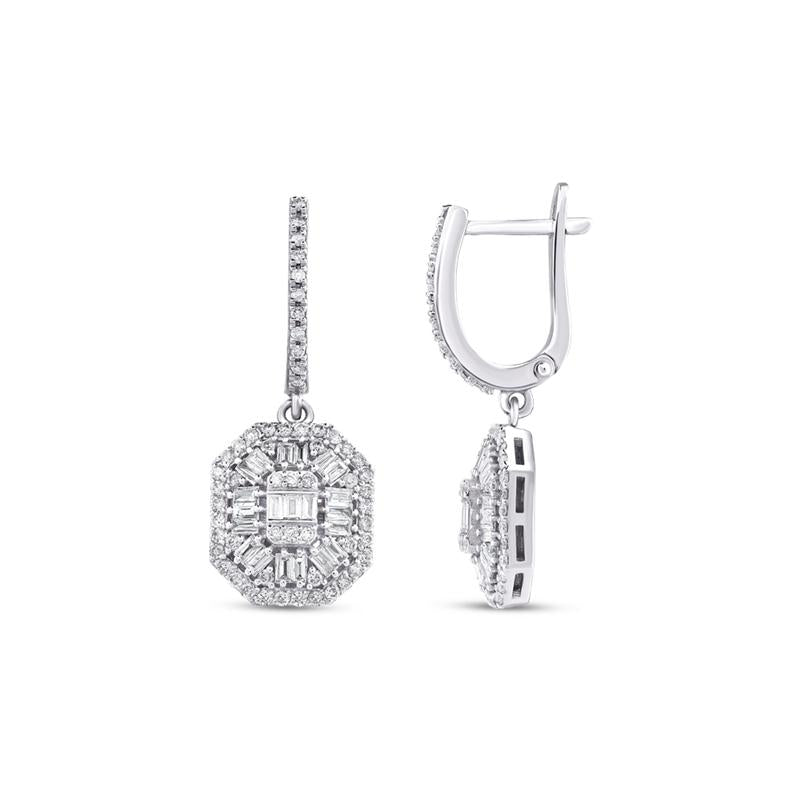 Assos 0.90 Karat Baget Pırlanta 14 Ayar Beyaz Altın Küpe