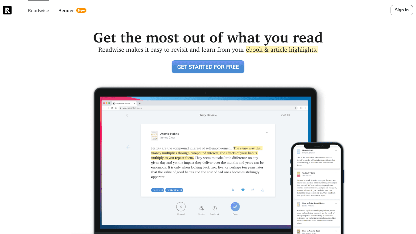 Readwise reading app screenshot