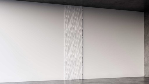 One white P9-D Panel D016 set flush into a plain white wall in a concrete interior