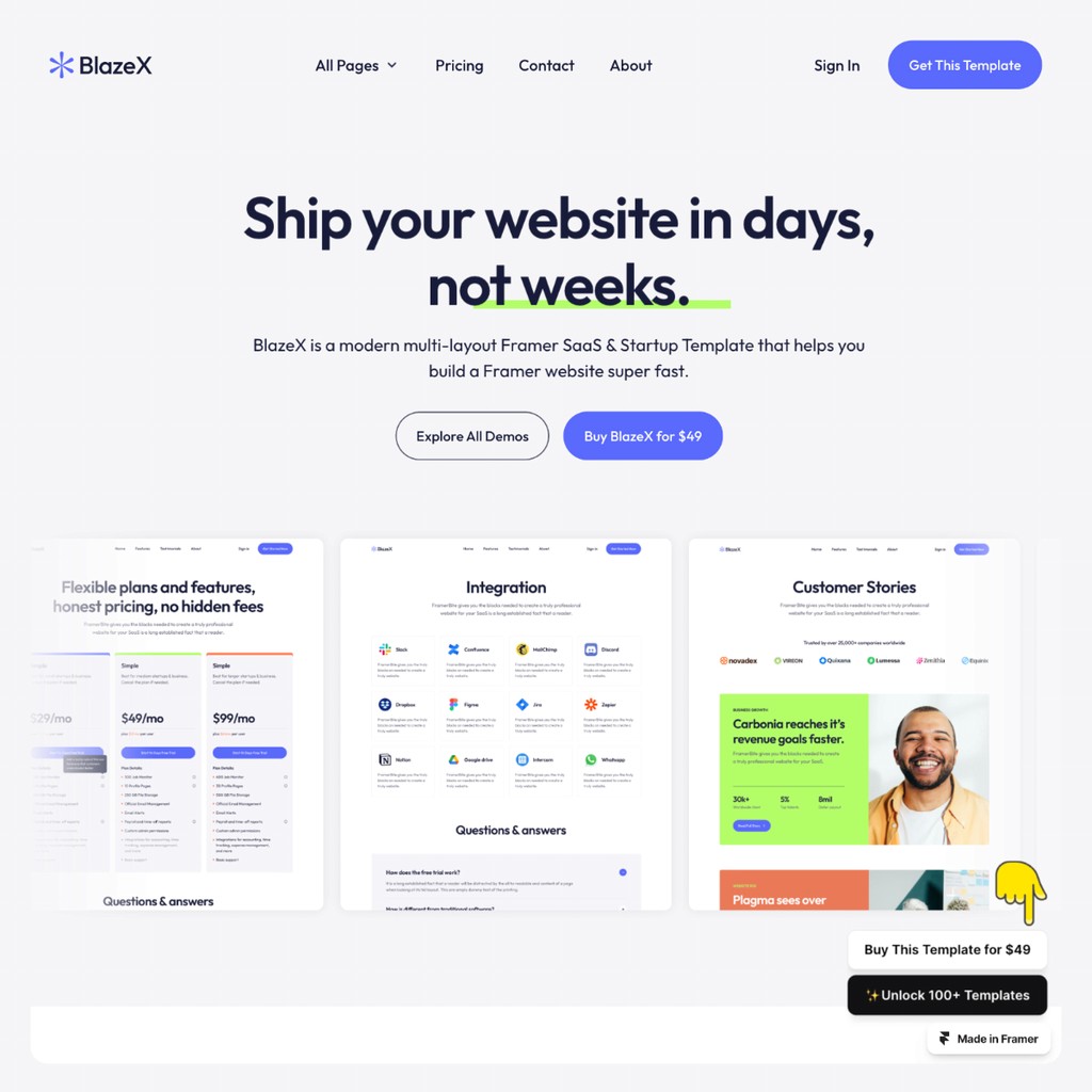 Blazex framer template