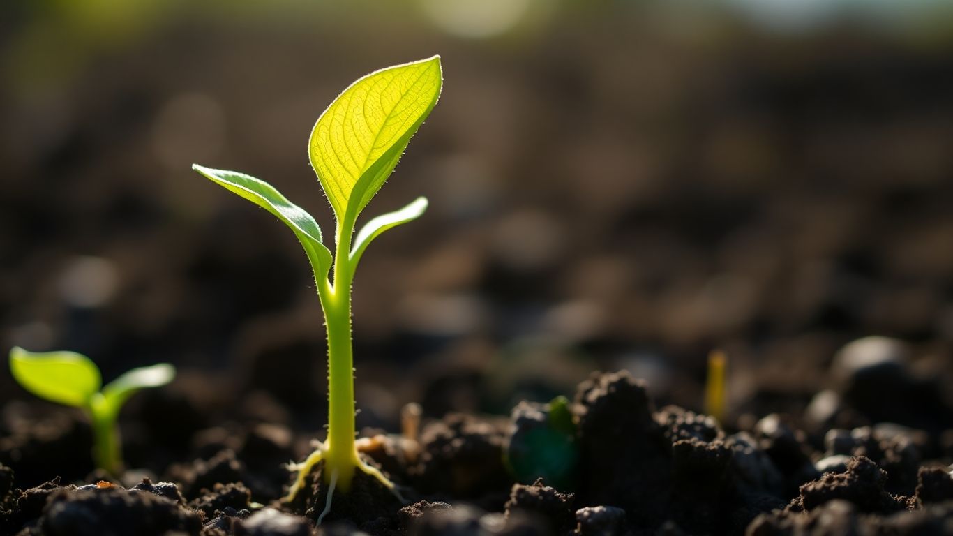 Young plant growing new leaves and roots