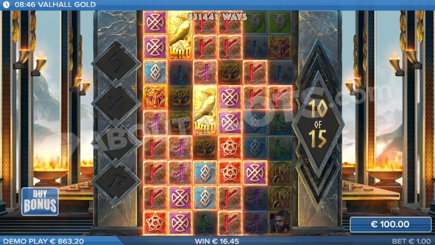 Valhall Gold (ELK Studios) - exemple de bonus Free Drops