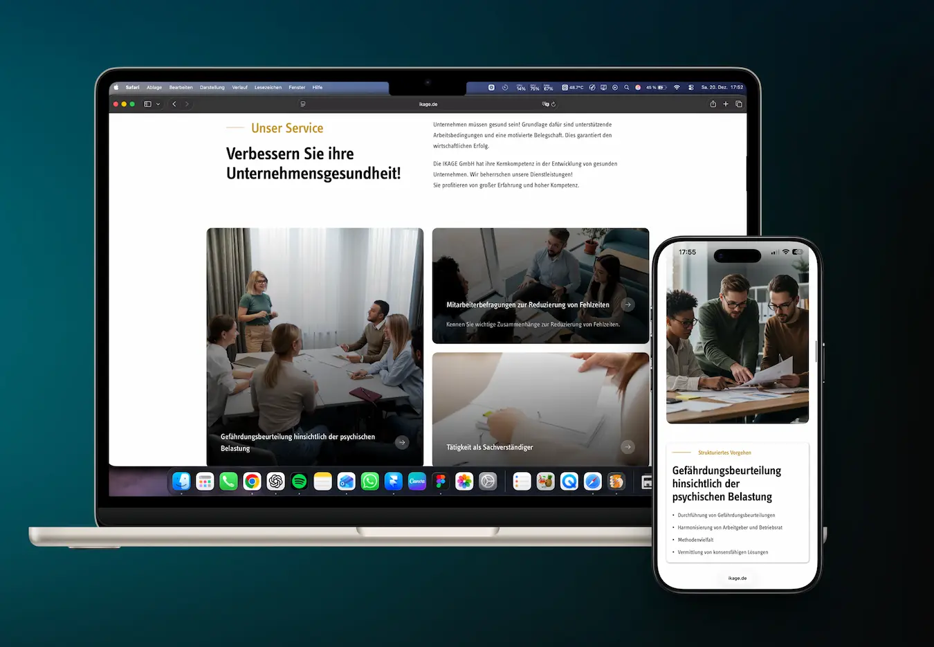 Ein mockup von Der wellnesslounge by lis Website