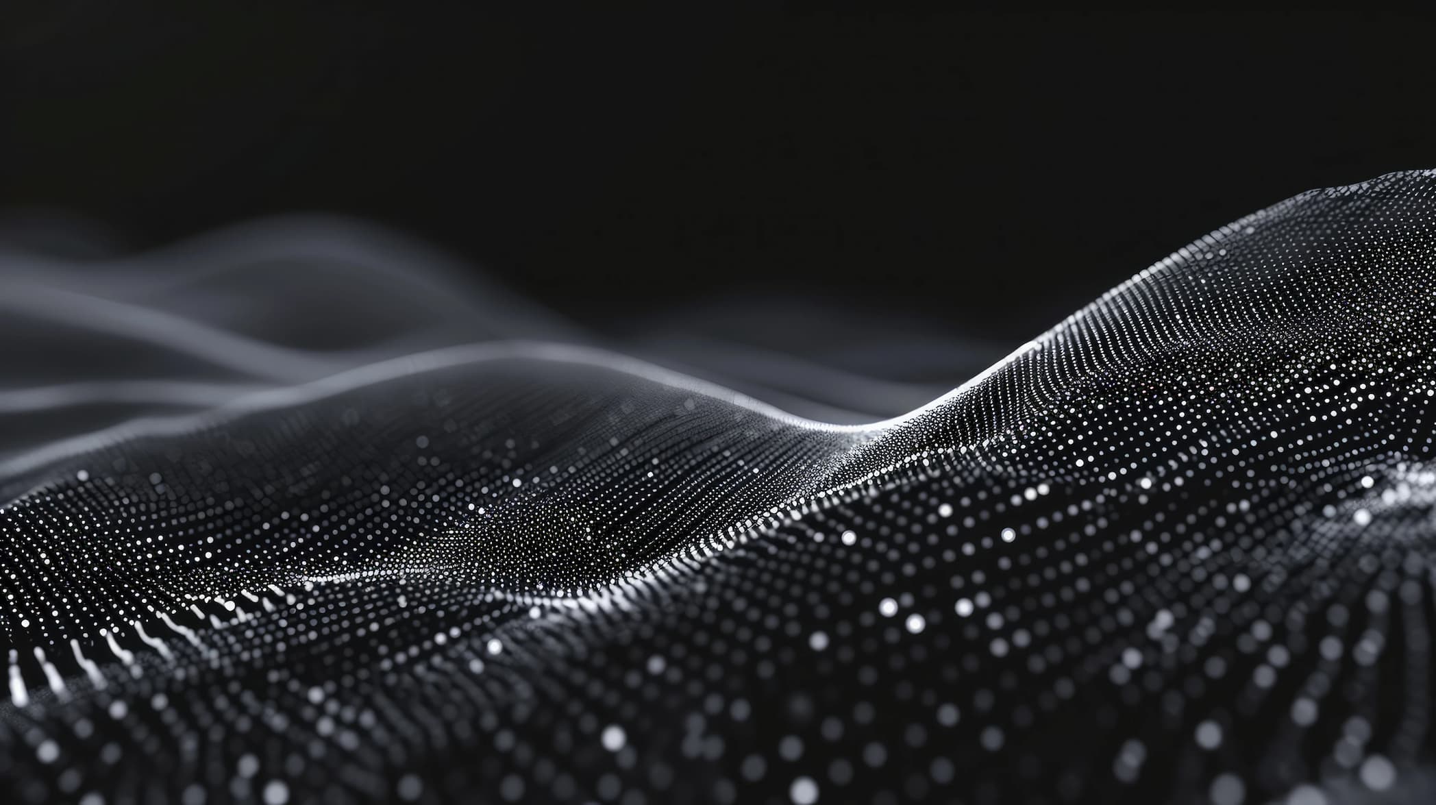 Abstract dark background with a wavy grid of glowing white dots