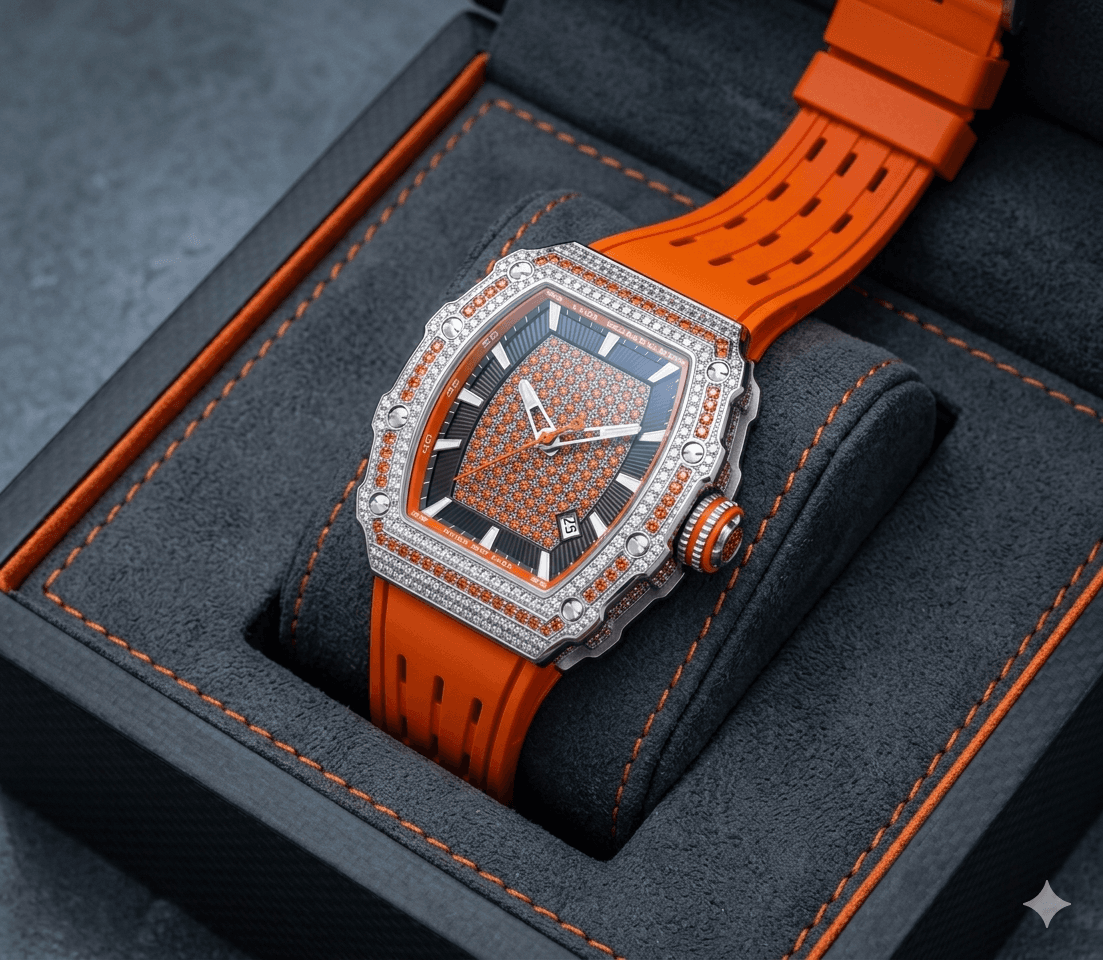 jade green watch kept in its case