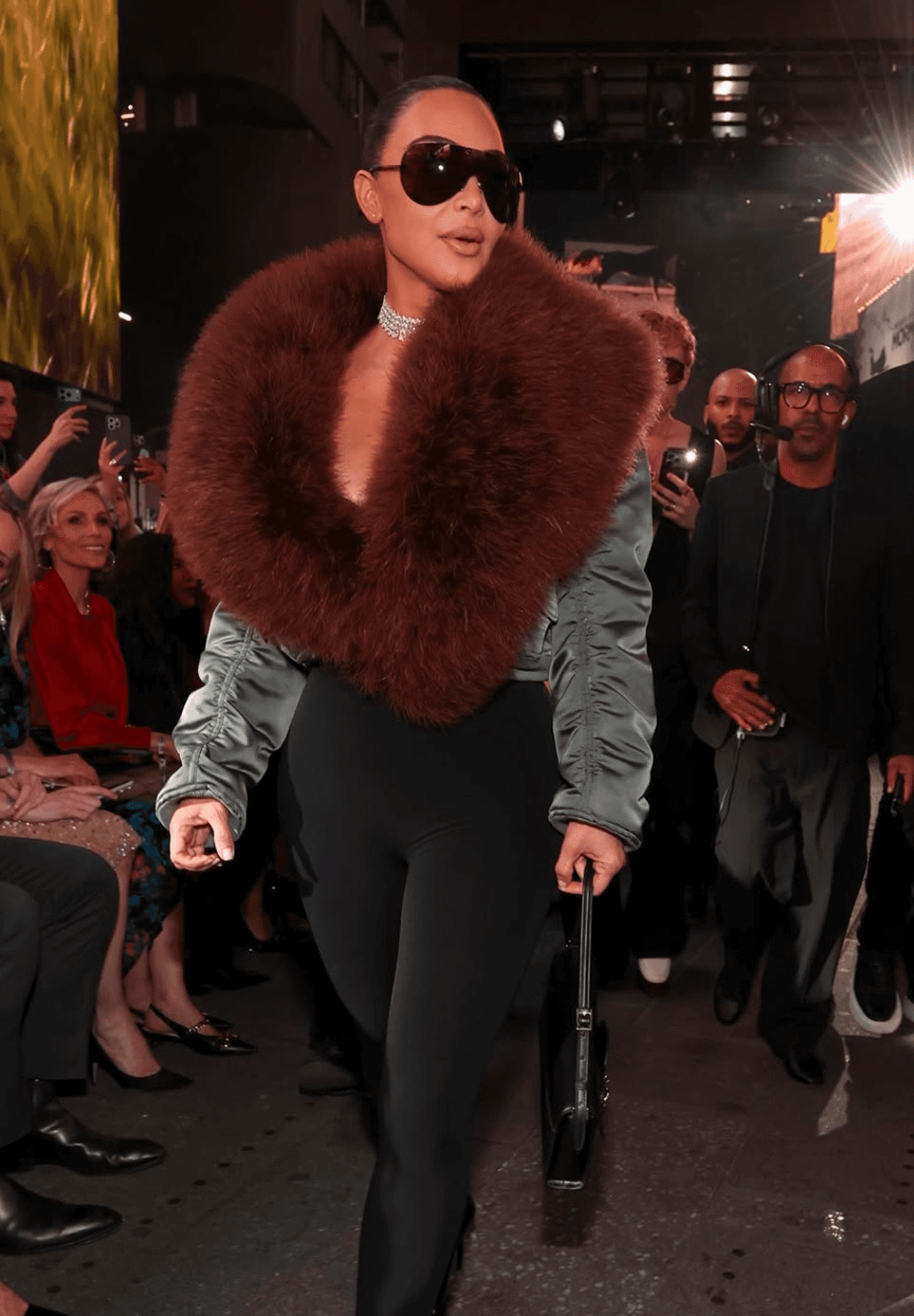 Kim Kardashian in Leviev diamond choker at Gucci Times Square event