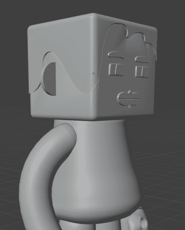 키뮤니벌스 네모크루 캐릭터 Blender 3D 모델링 작업 화면, 아트토이 피규어 제작 — KIMUNIVERSE NEMO CREW character 3D modeling in Blender, art toy figure fabrication for Kimustudio