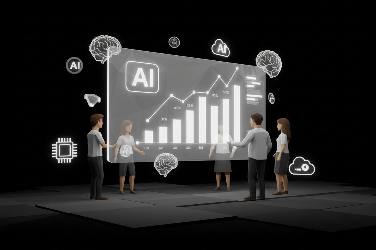Marketers analyzing AI-driven dashboards