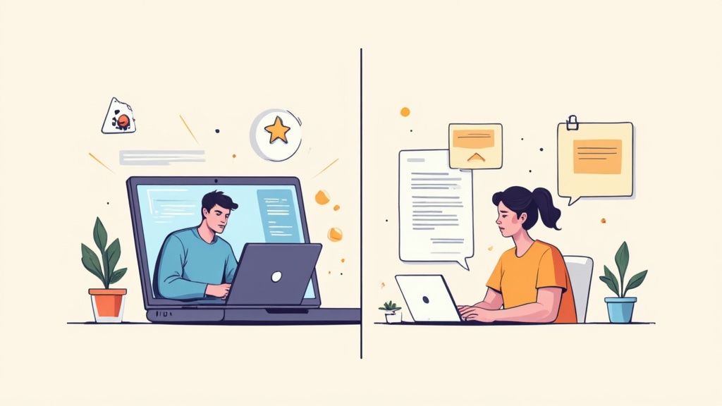 A team of software developers working together at a whiteboard, sketching out a system architecture.