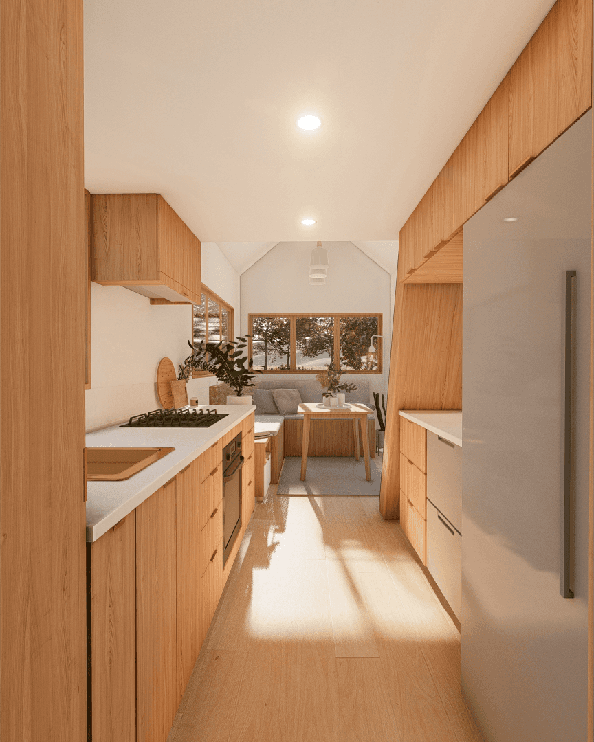 Nordic House 7m/24ft tiny house kitchen