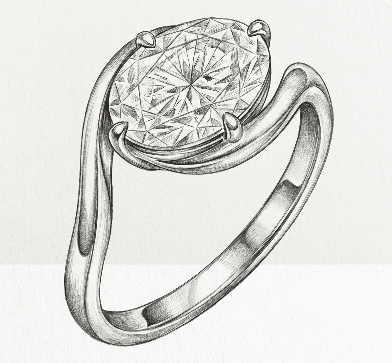 Pencil sketch of east-west engagement ring by Lab Grown Dreams.