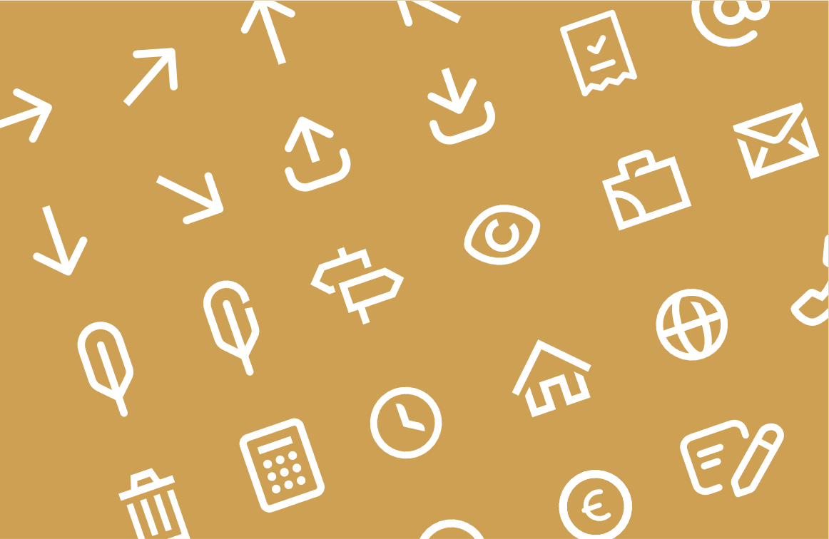 Custom-deigned icons for the Milo app and site, representing user interface, action and finance-realted concepts.