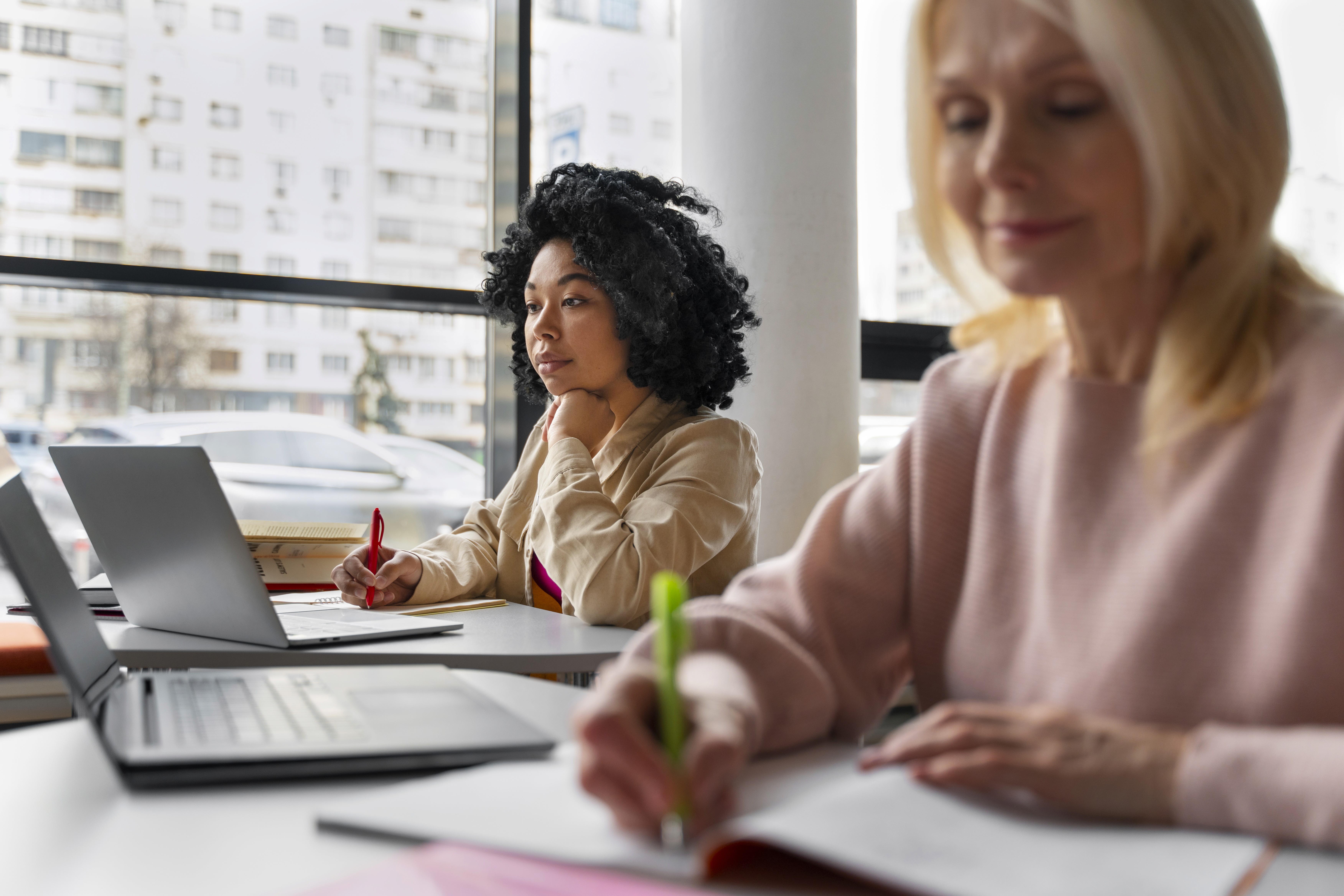 man trying to focus at work