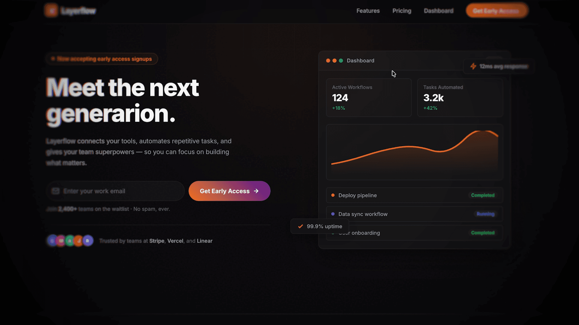 A landing page generated from a single prompt