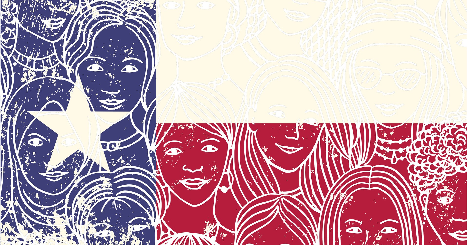 Female faces on the Texas flag