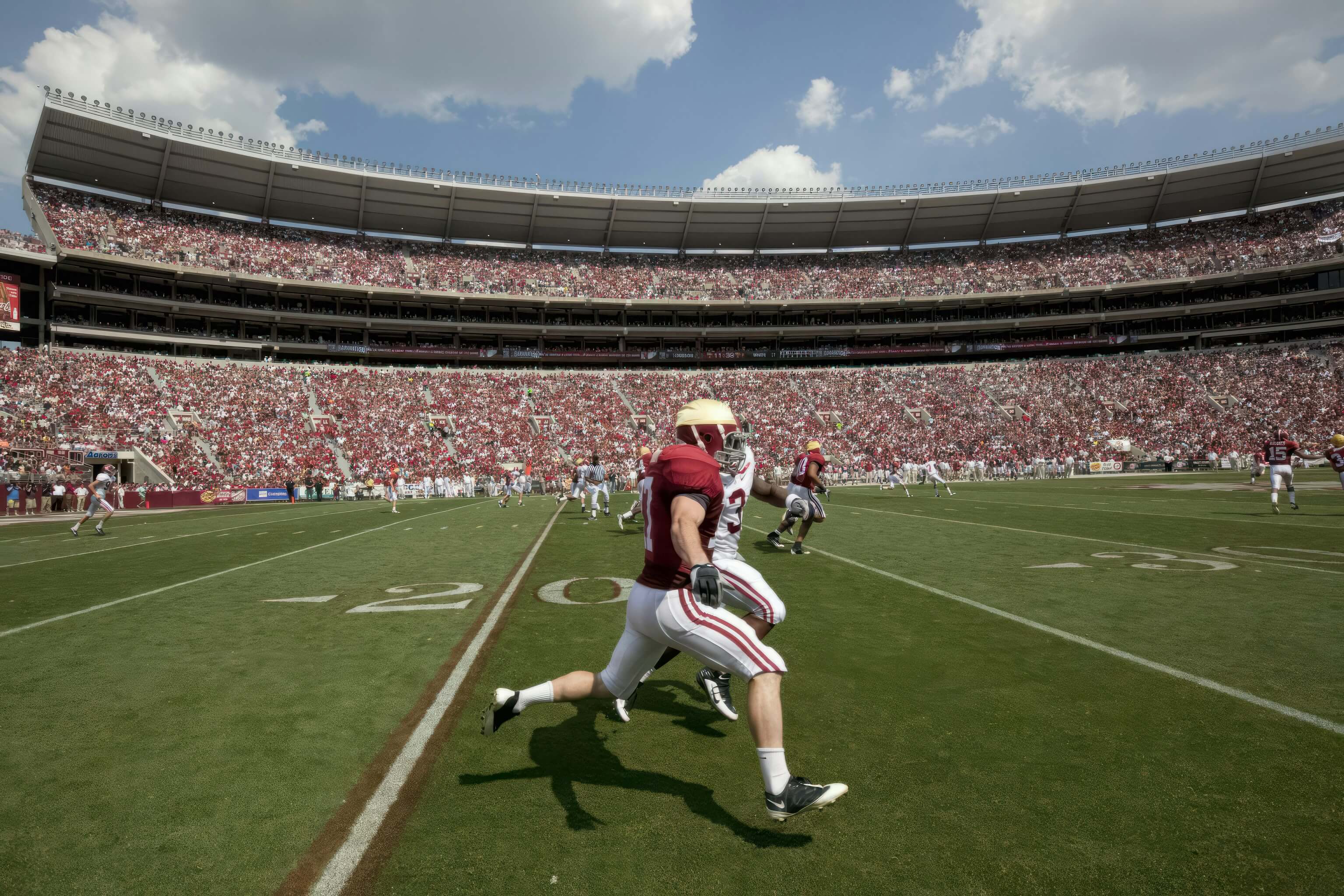 football game, stadium, players