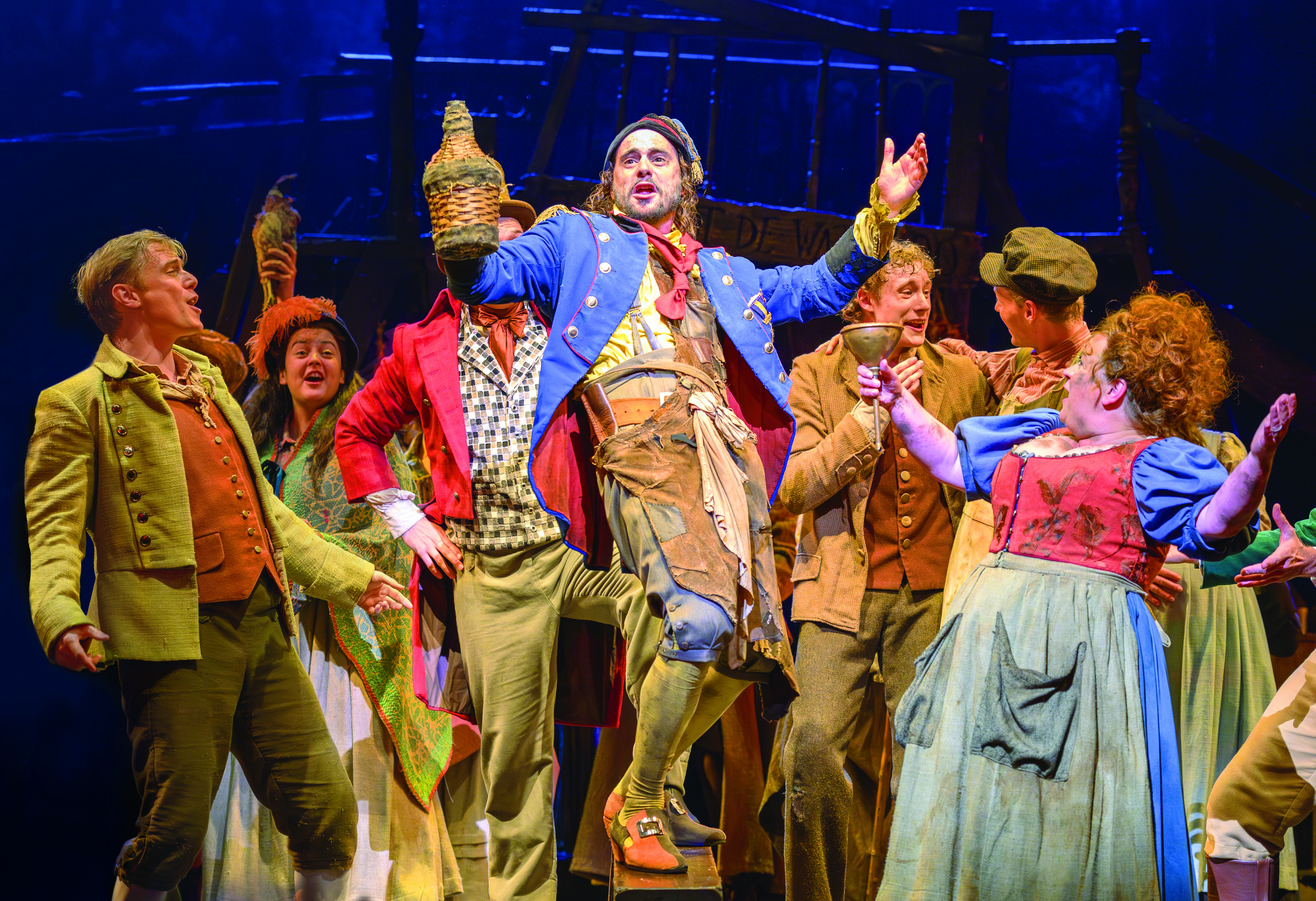 Luke Kempner as 'Thénardier' and Cast. Master Of The House. Photo by Danny Kaan