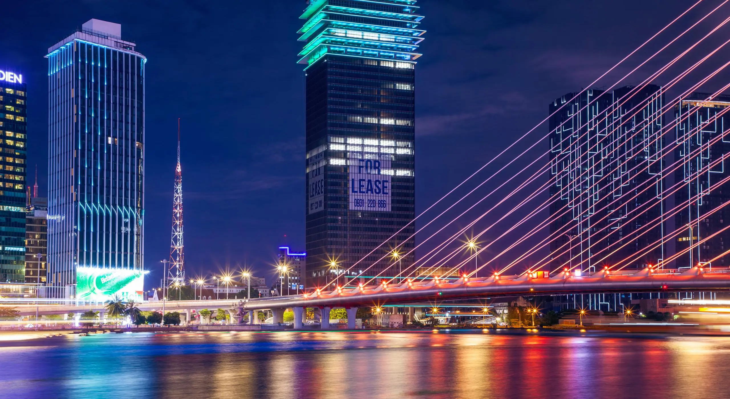 Colorful urban night scene.