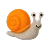 Cute 3D orange snail mascot with smiling face