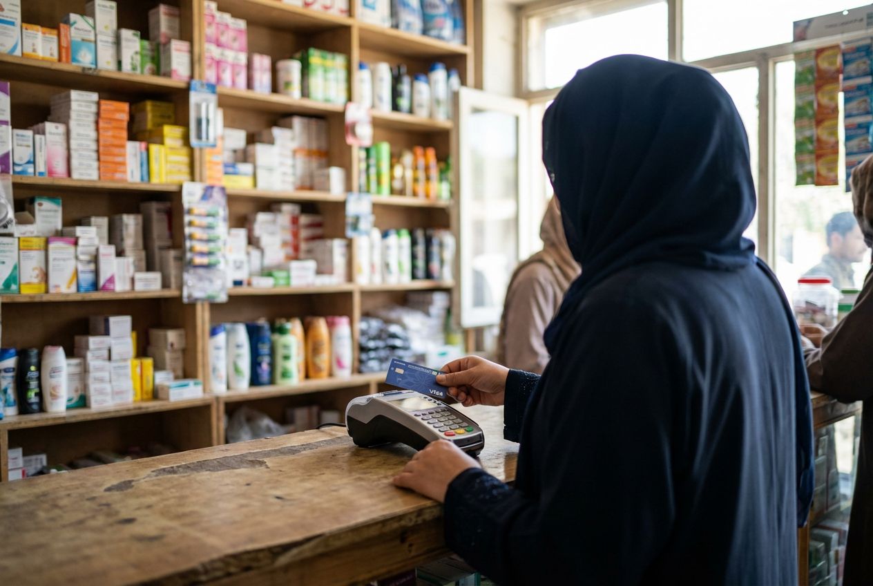 Colorful light patterns on a dark tiled floor.