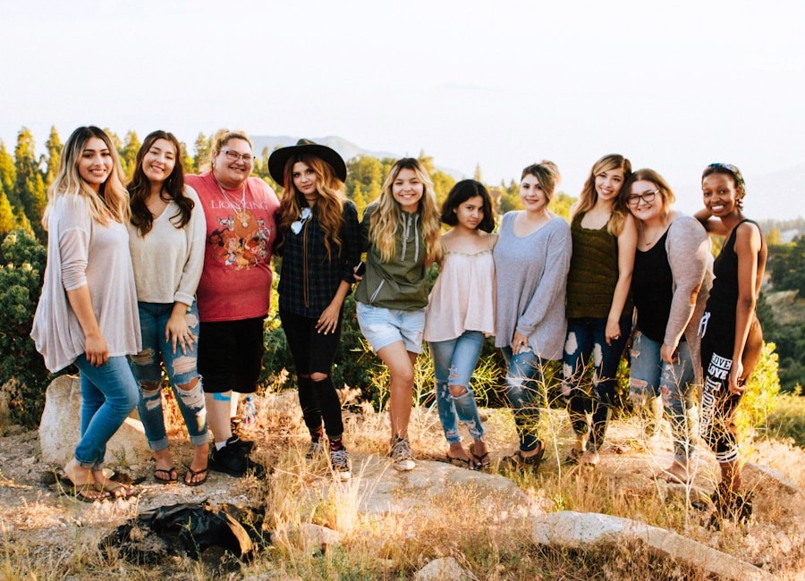 Women gathering outdoors