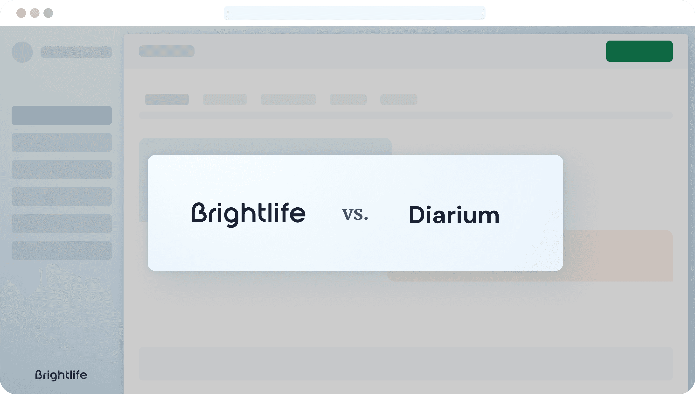 Brightlife vs. Diarium vertailunäkymä – terapiapalvelujen vertailu