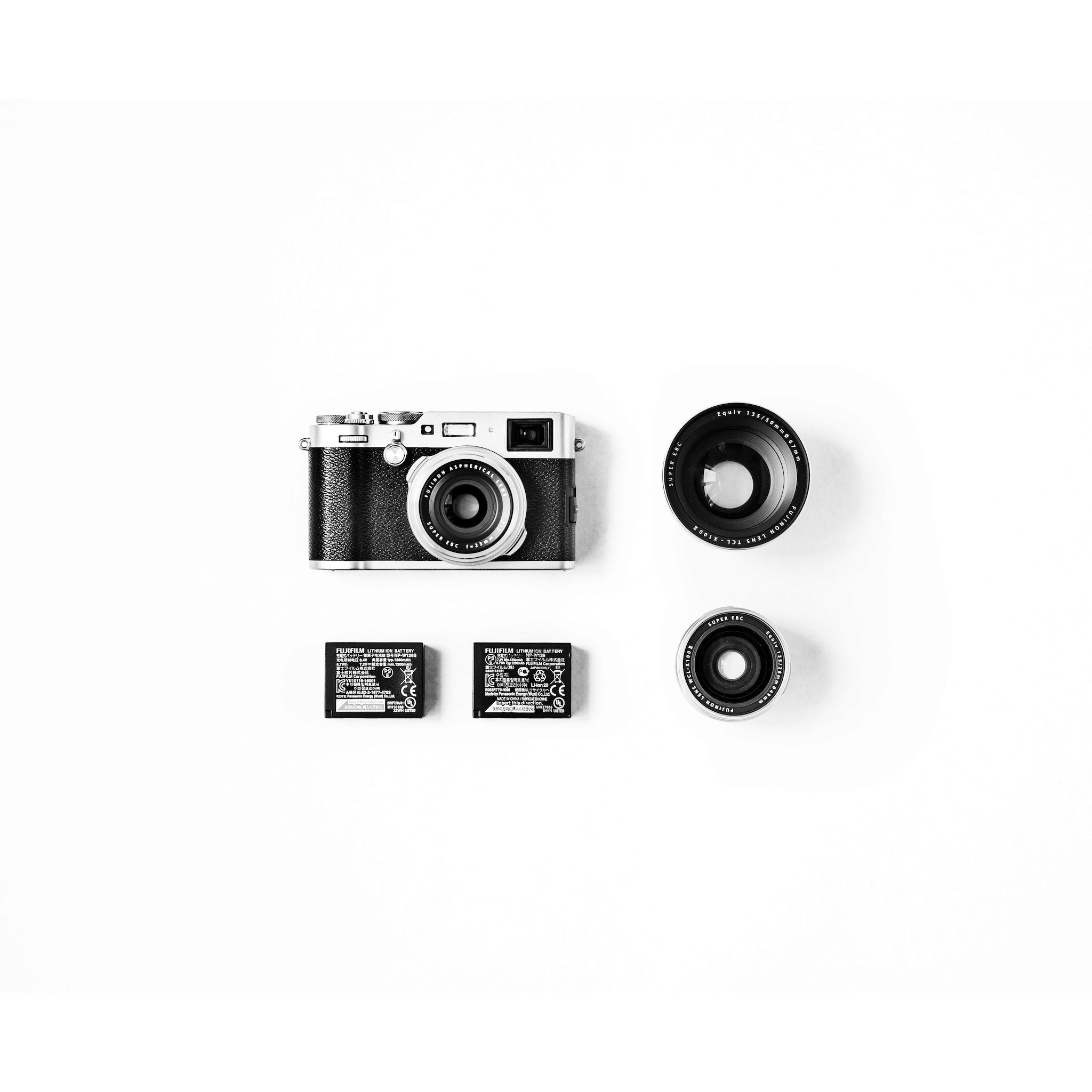 black and gray SLR camera set