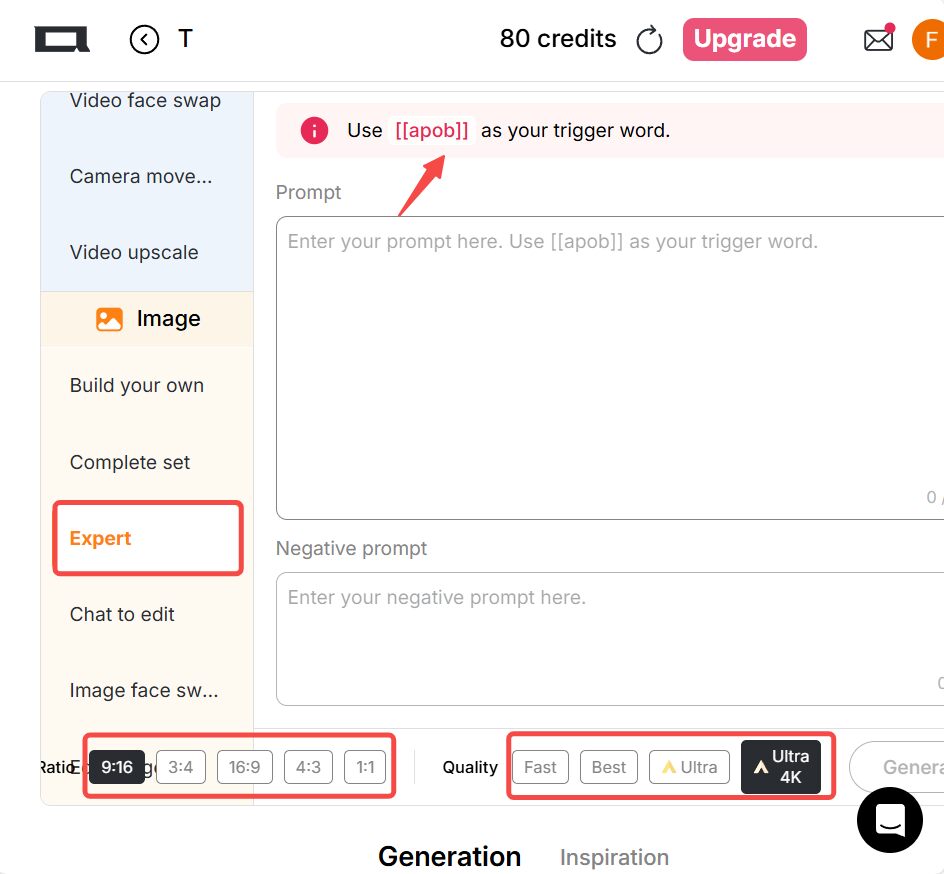 InVideo AI Features, use expert tab create images