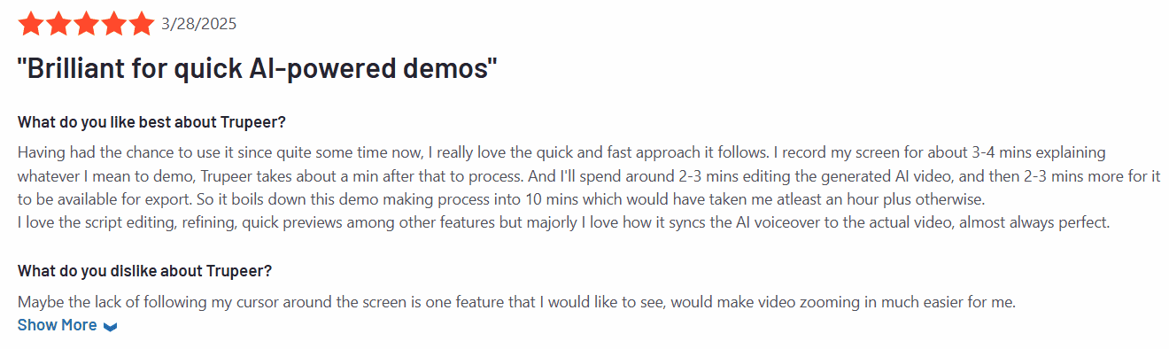 Trupeer review on G2