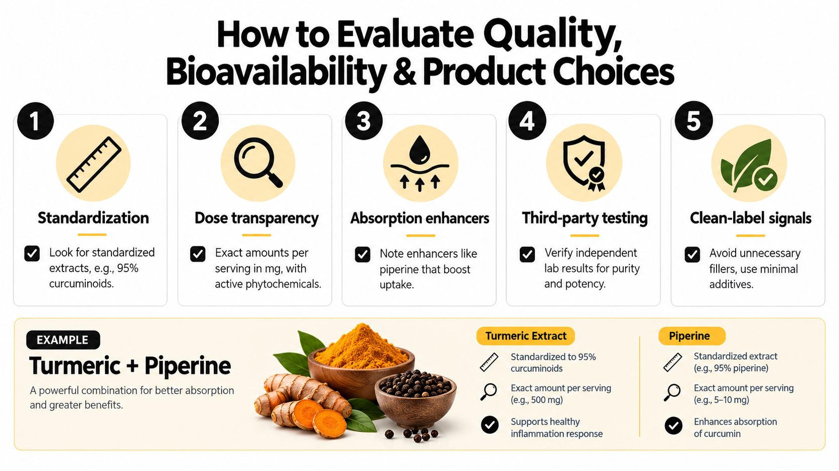 A five-step guide on how to evaluate quality, bioavailability, and product choices for nutritional supplements.