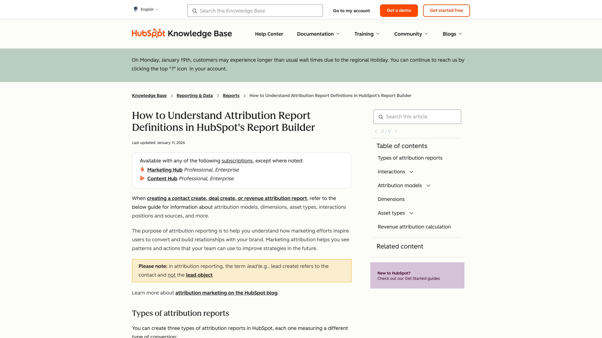 HubSpot attribution reporting dashboard showing how to track cold email influence across the buyer journey
