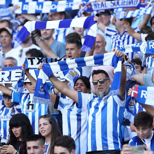 Fans of Real Sociedad celebrating