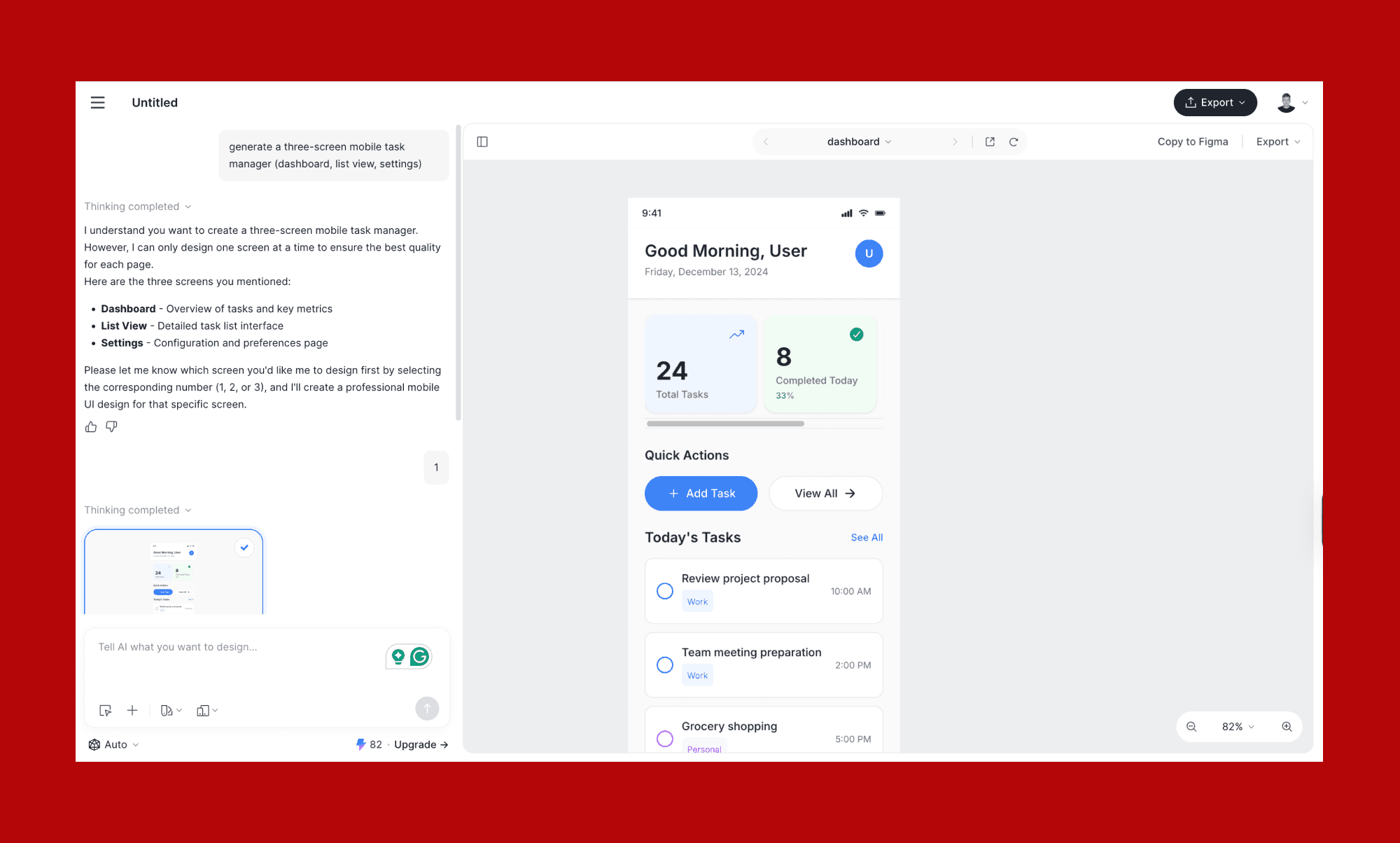 How to prototype app screen in motiff ai