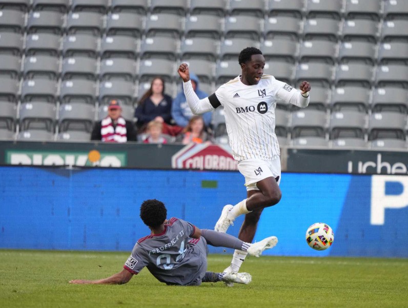 Jumping Over Tackle With Ball At Feet At LAFC Away Game