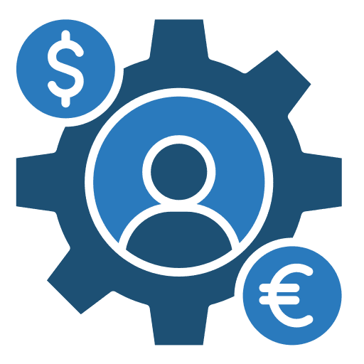 A smartphone with a black case is displayed vertically on a wooden stand against a black background. The screen shows a gradient from blue to yellow.