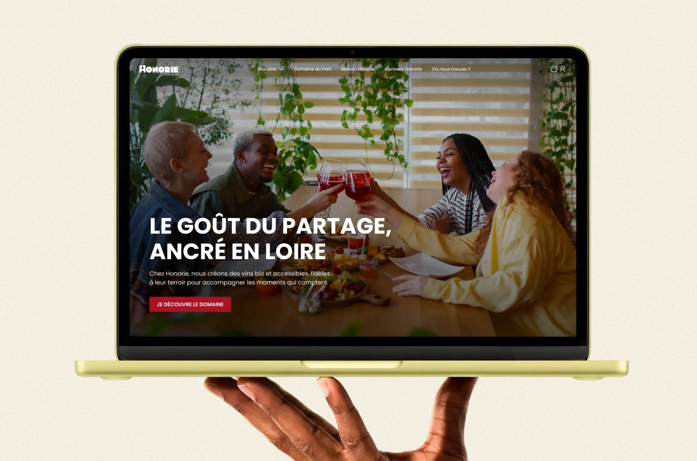Page d’accueil du site Honorie sur ordinateur