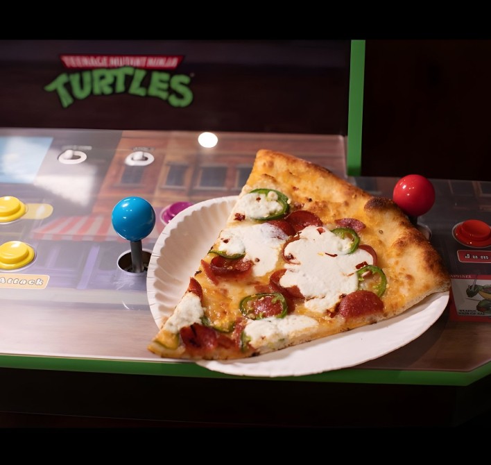 pizza slice on arcade