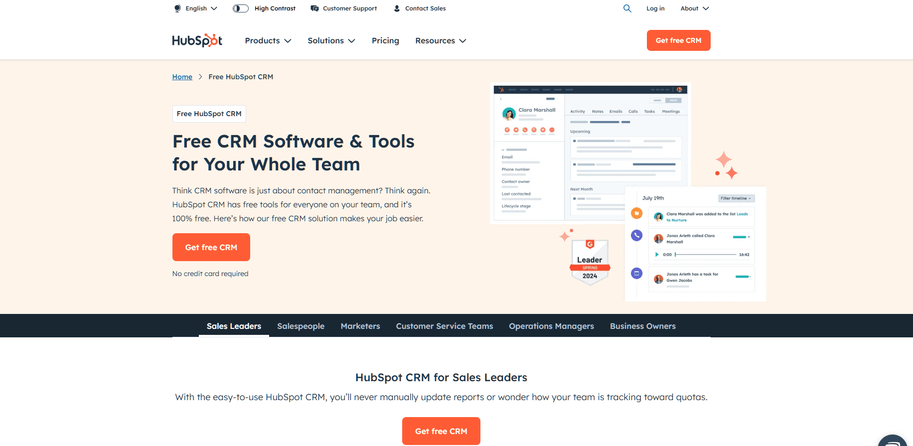 Hubspot home page