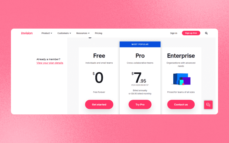 InVision pricing